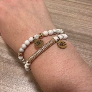 Kinsley Armelle Marble and Gold Charm Bracelet Set of 2 NWOT